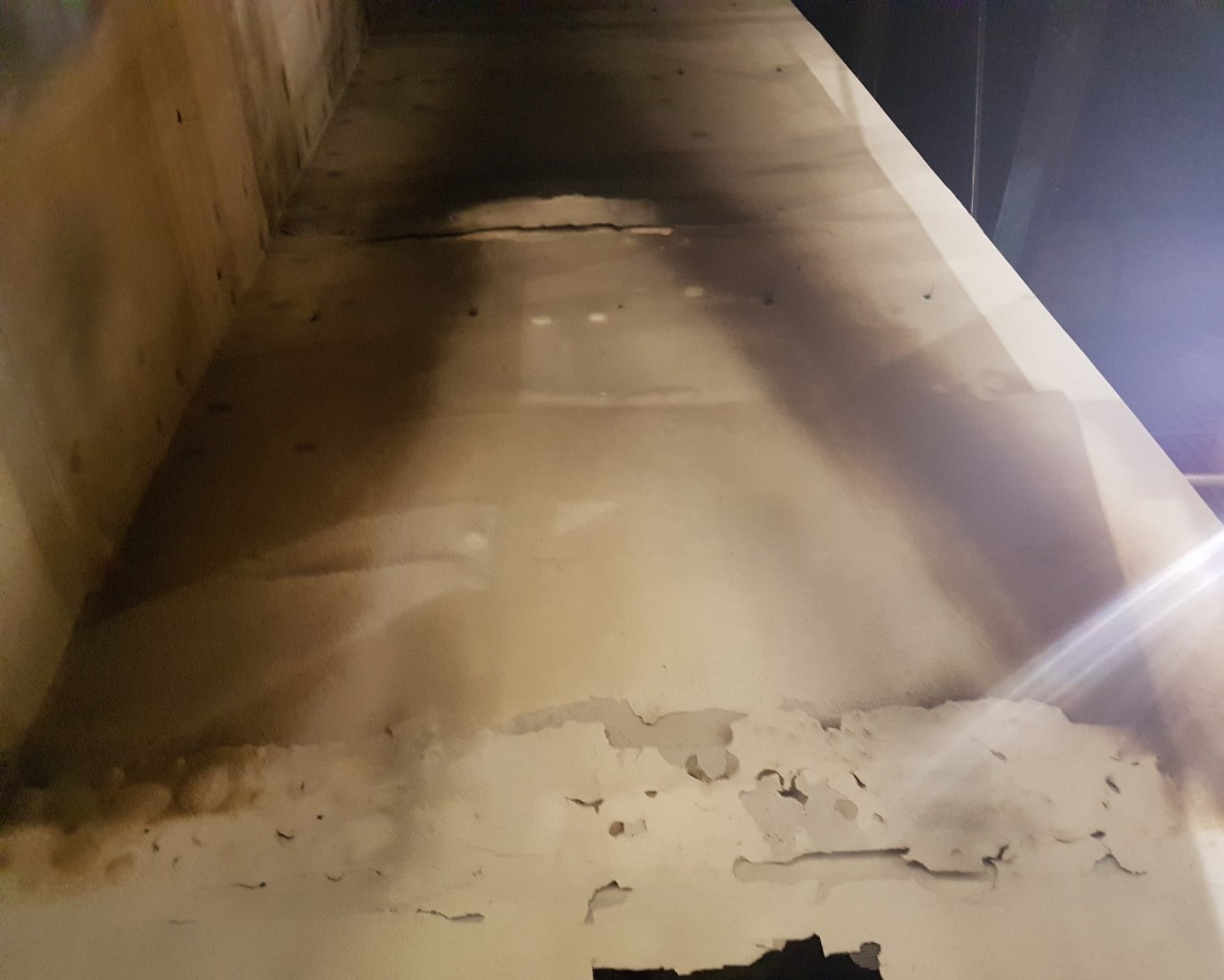 Aftermath showing damage of the patch repair only