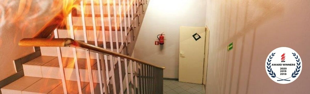 Fire coming down stairwell
