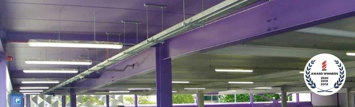Metal beams coated in paint
